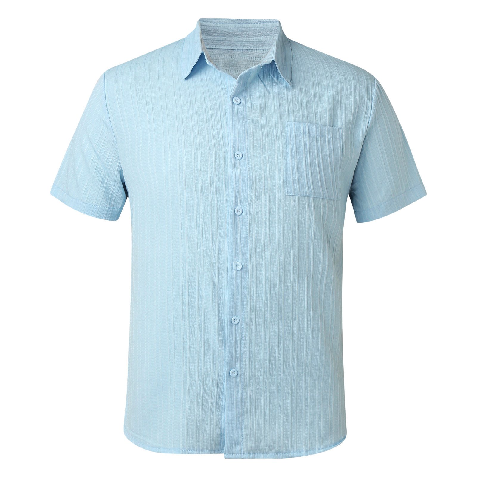 New Mens Textured Solid-color Shirt - Image 6