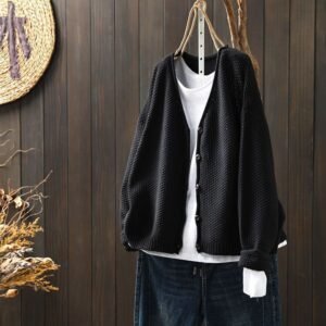 Retro Artistic V-Neck Knitted Sweater Coat
