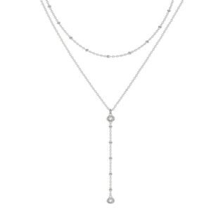 European And American Y Shaped Zircon Double Layer Necklace With A Niche Designer Inspired Look