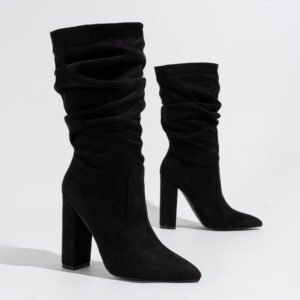 New Chunky Heel Pointed-toe Fashion High Heel Pile Style Boots