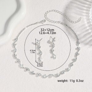 Fashion Elegant Rhinestone Ear Stud Necklace Women's Suit