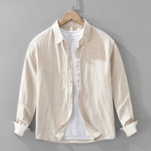 Men's Japanese Cotton Linen Long Sleeve Blouse Fashion All-matching