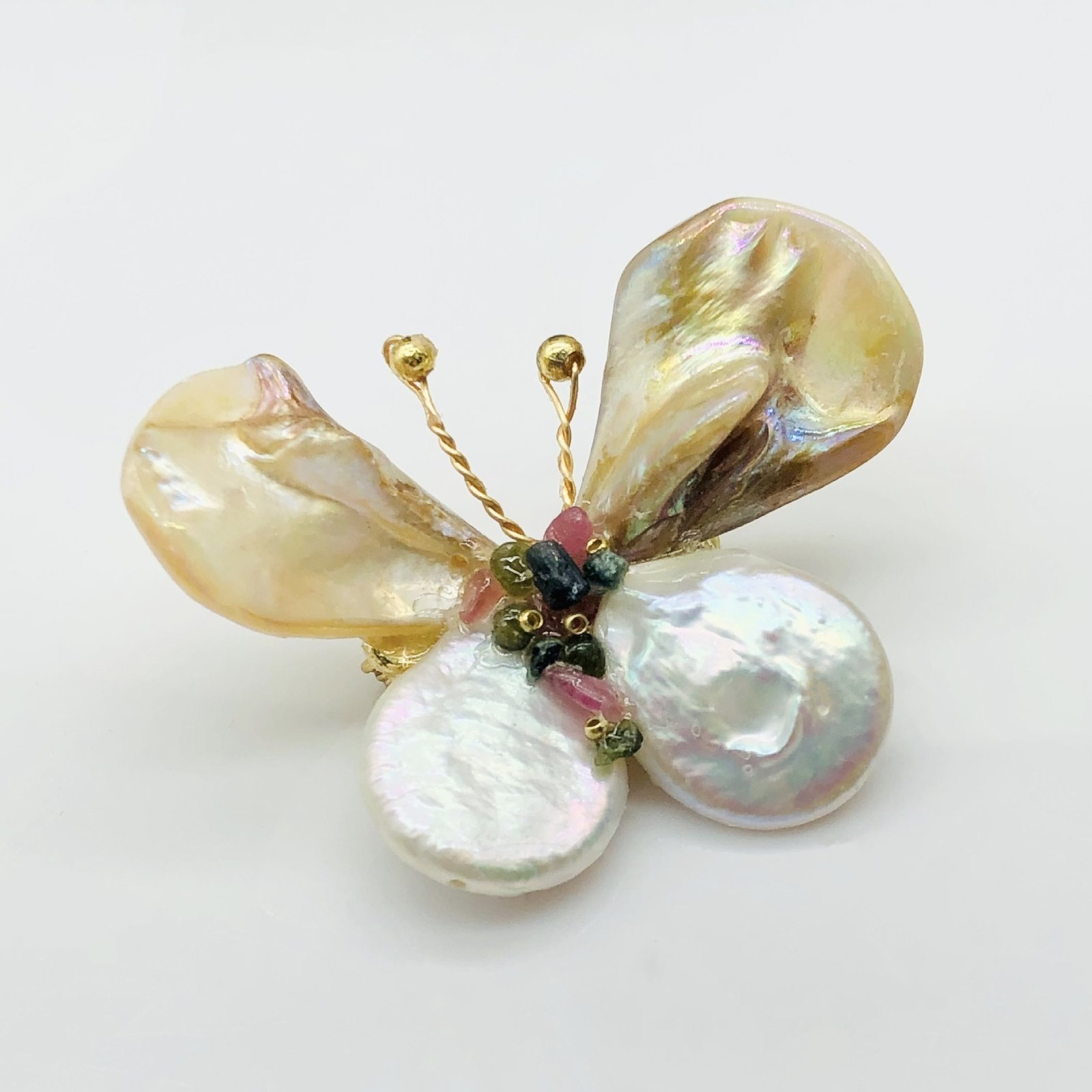 Handwoven Epoxy Shell Butterfly Brooch - Image 5