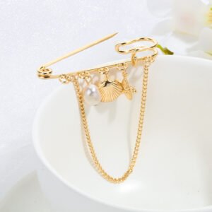 Retro Metal Chain Tassel Brooch Women