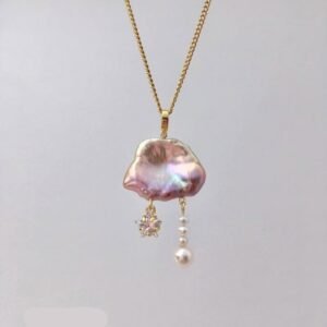 Dopamine Cloud Necklace Baroque Pearl Moon Star Pendant