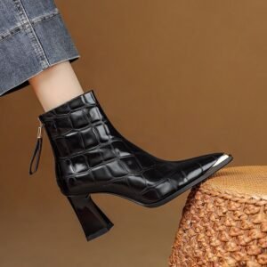 New Autumnwinter Pointed-toe Ankle Boots Featuring Slender Stiletto Heel And A Back Zipper