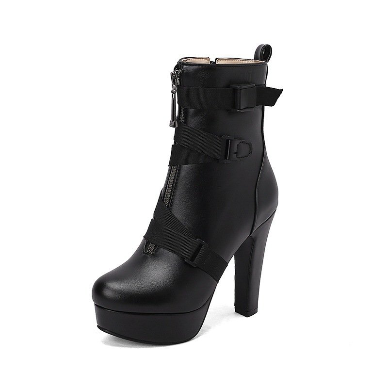 New Womens Mid-calf Boots With Thick Soles And Chunky Heels - Image 6