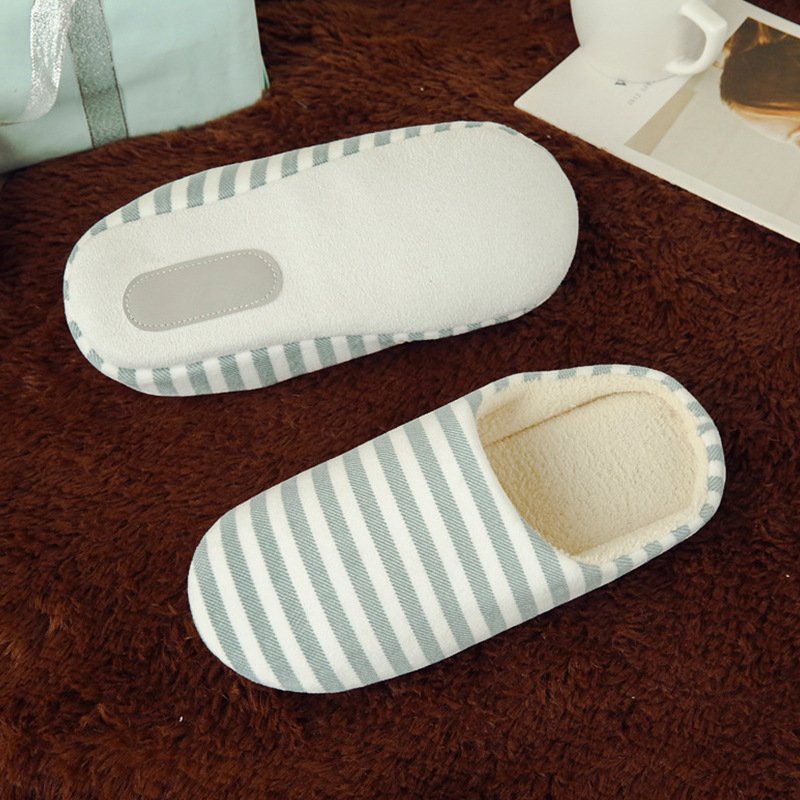 Softsoled Ultrasoft Velvet Cotton Slippers Striped Indoor Floor And Home Cotton Slippers - Image 3