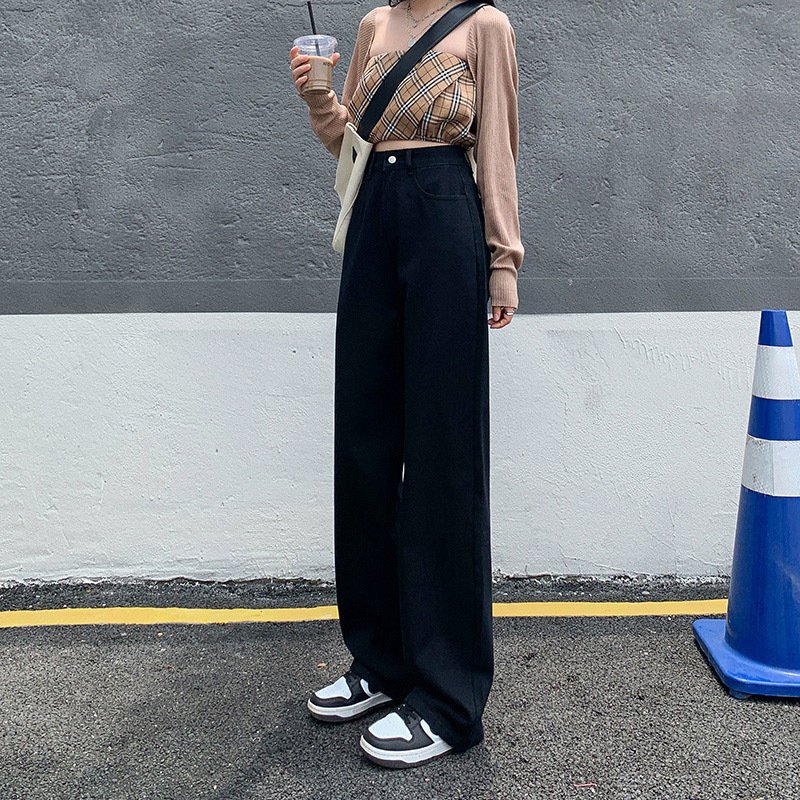 High Waist Drooping Color Loose Straight-leg Denim Women - Image 9