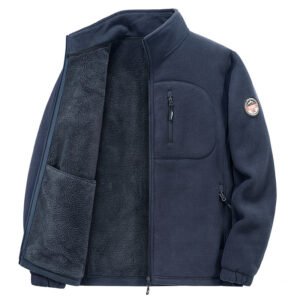 Mens Thickened Fleece Multi-Pocket Casual Jacket