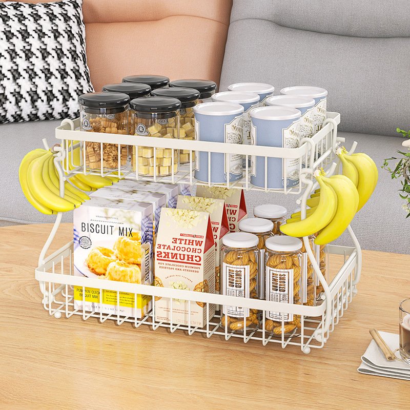 Living Room Desktop Double-layer Snack Fruit Storage Basket