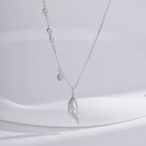 925 Sterling Silver Minimalist Feather   Ginkgo Leaf Necklace With A Luxe Finish