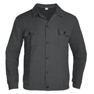 Casual Jacquard Checkered Loose Knit Work Shirt For Men