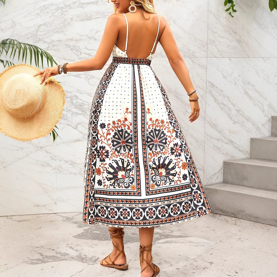 Backless Bohemian Ethnic-Style Slip Dress - Image 2