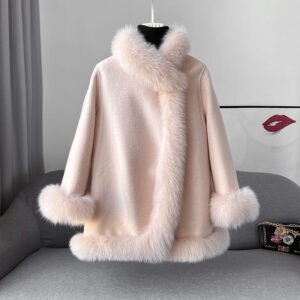 Socialite Cloak Fur Jacket Women's Reversible Woolen Coat Mid-length Young