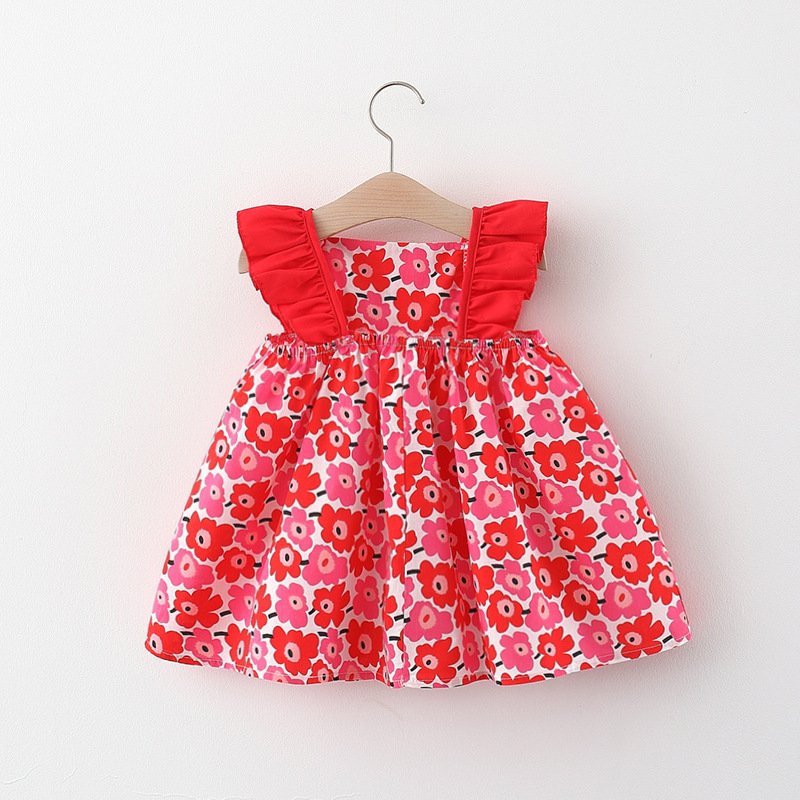 Baby Girl Flounced Sleeve Dress Free Bamboo Basket Satchel - Image 3