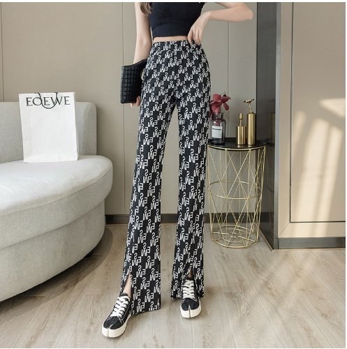 Designed High Waisted Printed Letters With Slits - Image 8