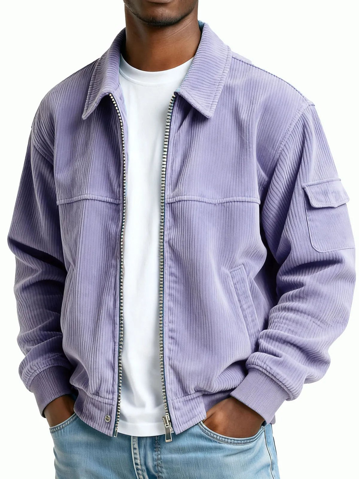New Men's Retro Corduroy Fashion Casual Long Sleeve Pocket Jacket Men - Image 10