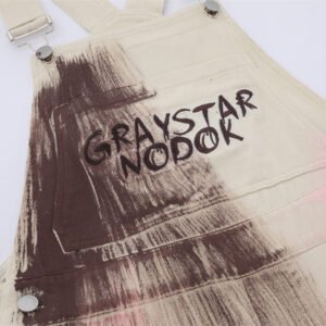 Painting Graffiti Denim Suspender Pants Men