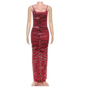 Bodycon Dress With A Unique Print And A Backless Design.