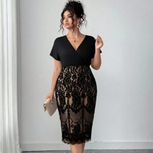 Elegant Non-Stretch Lace Dress For Women