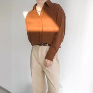 Vintage Draping Ice-silk Loose-fitting Long-sleeve Top