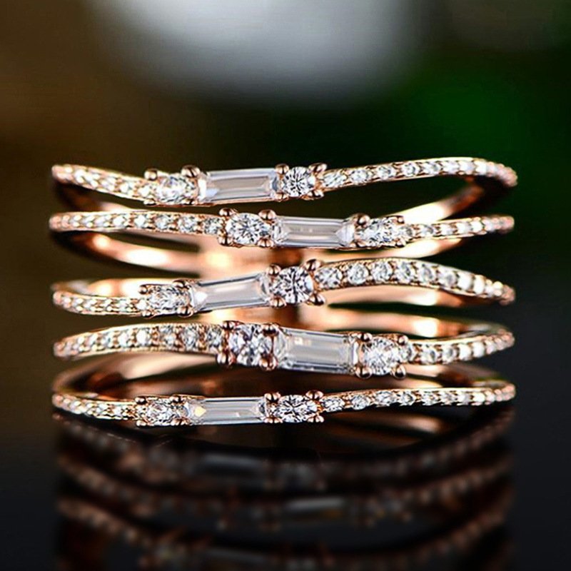 Micro-pave Diamond-studded, Color-block Zircon Cross Ring