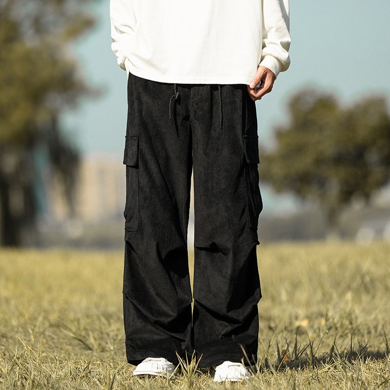 Autumn And Winter Straight Casual Wide-leg Corduroy Overalls Men - Image 6