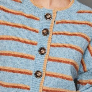 Casual All-match Multicolor Striped Round Neck Sweater