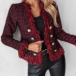 European And American Feminine Straight Tube Coarse Woolen Coat