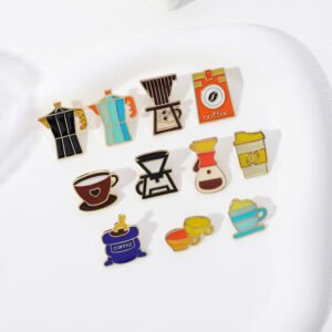 Brooch Coffee Maker Coffee Cup Commemorative Badge Gift Metal