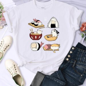 Sushi Cats Day Harajuku Print Female Shirts FashT-shirt