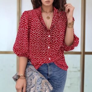 Women's Loose Print Versatile Button Up Shirt