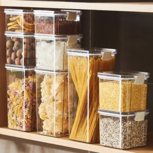 Food Grade Grains Sealed Plastic Cans Transparent Stackable Refrigerator Preservation Storage Box
