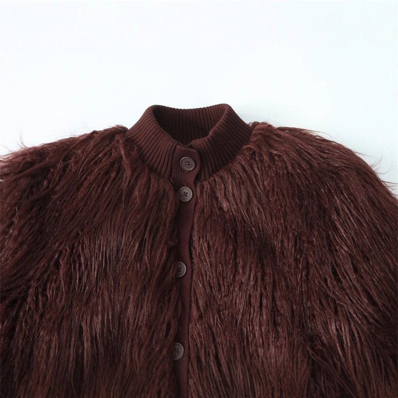 Fashion Temperament Women's Artificial Fur Effect Knitted Coat - Image 3