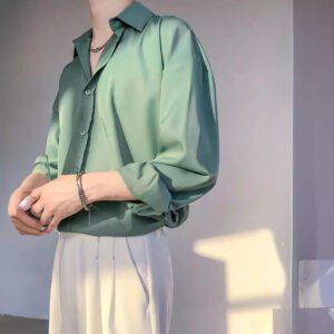 Vintage Draping Ice-silk Loose-fitting Long-sleeve Top