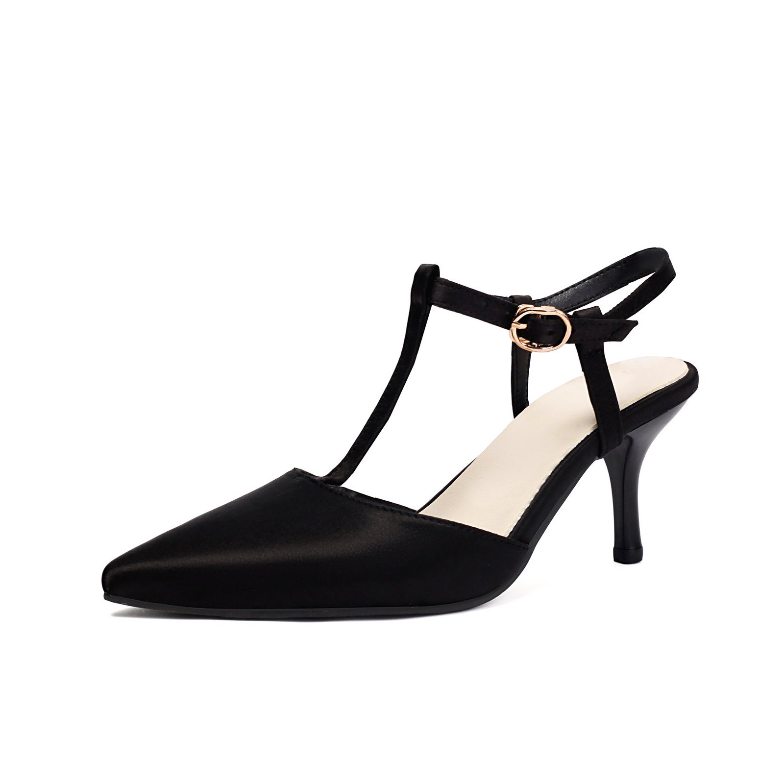 Spring And Summer European And American Pointed High Heels Four-season Shoes T-strap Toe - Image 6