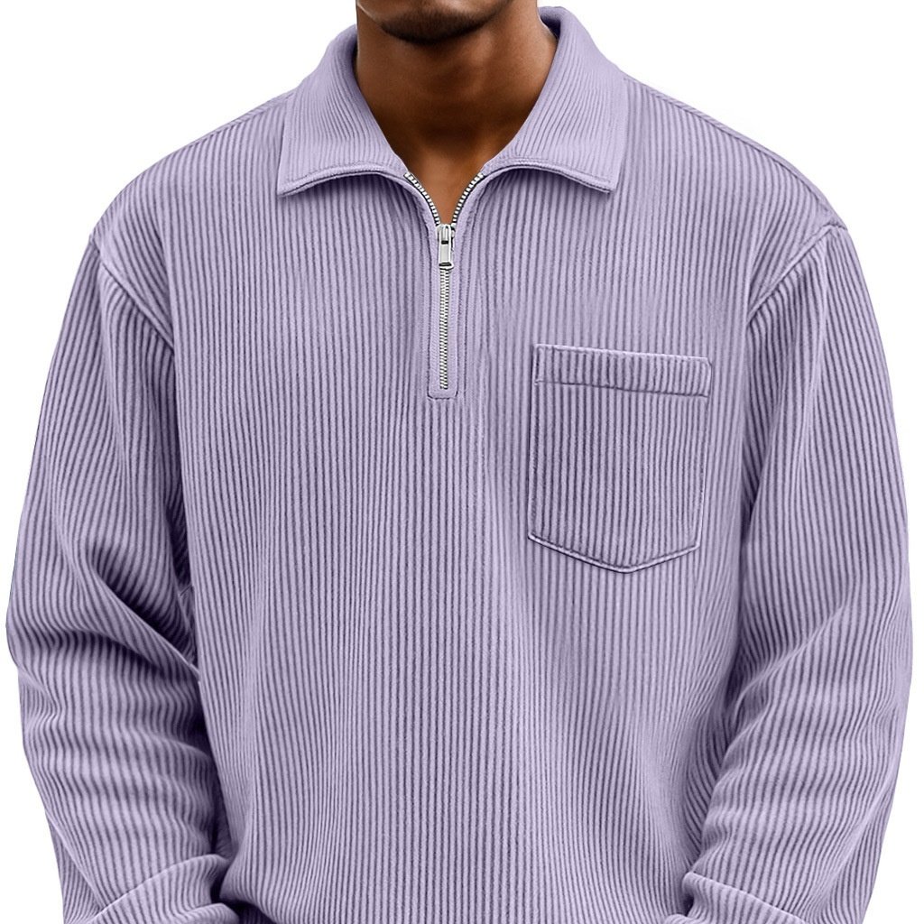 Men's Solid-color Henley Zip-up Casual Long-sleeve Hoodie - Image 10