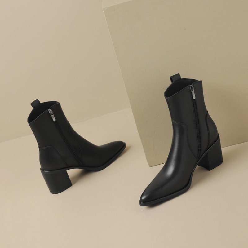Women's Vintage Mid-Calf Western Cowboy Boots In Full Leather AutumnWinter Style - Image 4