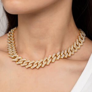 Bold Exaggerated Gold Full-diamond Titanium Steel Cuban Chain
