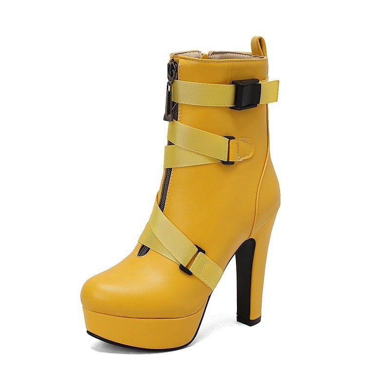 New Womens Mid-calf Boots With Thick Soles And Chunky Heels - Image 9