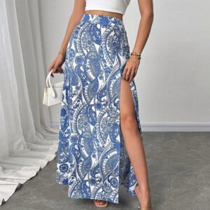 Women's Versatile And Elegant A-line Printed Slit Skirt