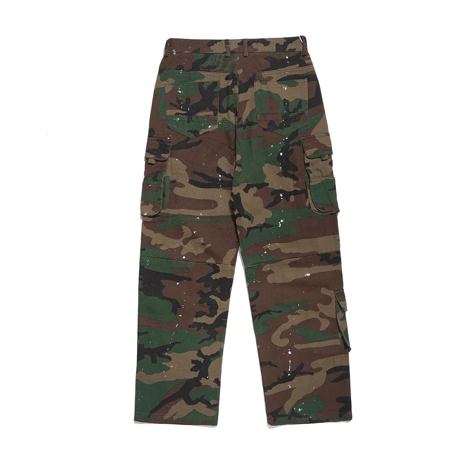 Camouflage High Waist Loose Straight Retro Workwear Casual Pants - Image 5