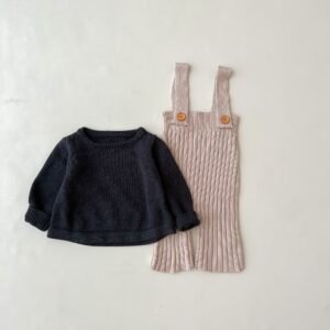 Infant Children's Knitting Suspender Wide Leg Pants With High Waist