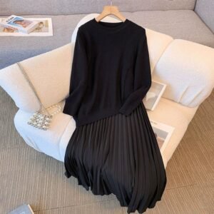 Irregular Patchwork Fake Two-Piece Dress For Women FallWinter