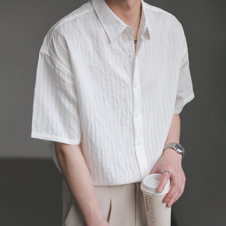 Lightly Mature-style Mens Shirt Jacket With A Draped, Mid-length Sleeve - Image 6