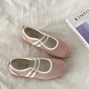 Double Drawstring Retro Round Toe Flat Bottom Shallow Mouth Casual Shoes