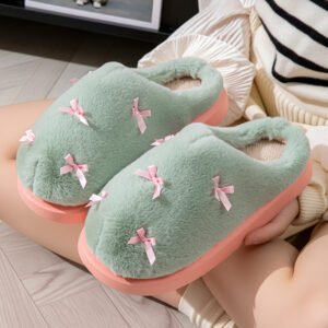 Autumn And Winter New Warm And Anti-slip Maternity Shoes With Cute Bow