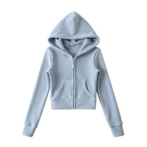 American-style Cropped Fleece Hoodie For Petite Women