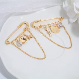 Retro Metal Chain Tassel Brooch Women